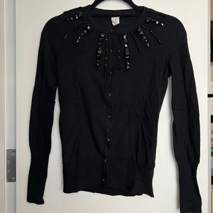 J. Crew Black Beaded Sweater, Size XS